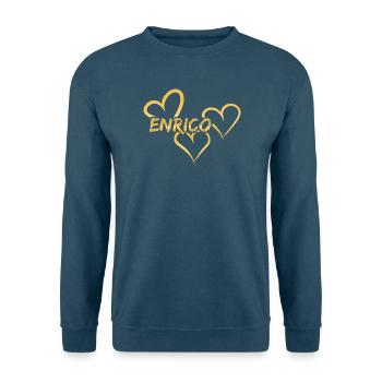 Vorname Enrico - Unisex Pullover - Meeresblau - Vorne - Alina (178cm) & Michal (187cm)