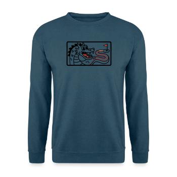 Minigolf Retro Cartoon Golfball JGA Team - Unisex Pullover - Meeresblau - Vorne - Alina (178cm) & Michal (187cm)