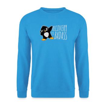 Recovery Is Badass Pinguin Dabbing Dab Dance Pose - Unisex Pullover - Meeresblau - Vorne - Alina (178cm) & Michal (187cm)