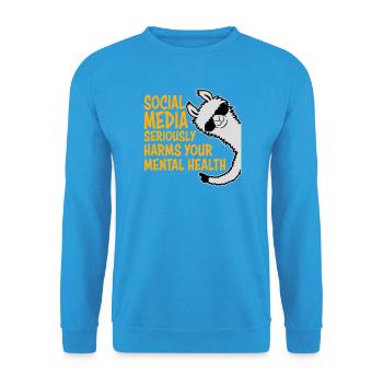 Social Media Seriously Harms Mental Health Lama - Unisex Sweatshirt - sea blue - Front - Alina (178cm) & Michal (187cm)