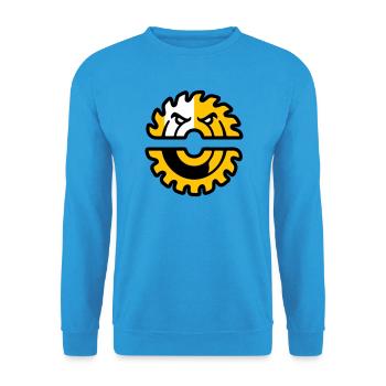 Logo de la mascotte de la scie circulaire - Sweat-shirt Unisexe - bleu mer - Devant - Alina (178cm) & Michal (187cm)