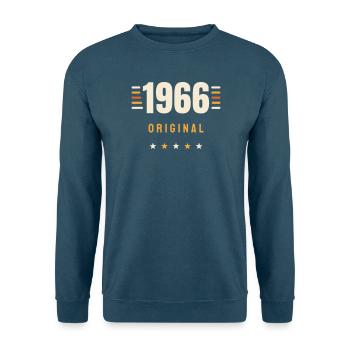 1966 Original Jahrgang Retro 60. Geburtstag Gesche - Unisex Pullover - Meeresblau - Vorne - Alina (178cm) & Michal (187cm)