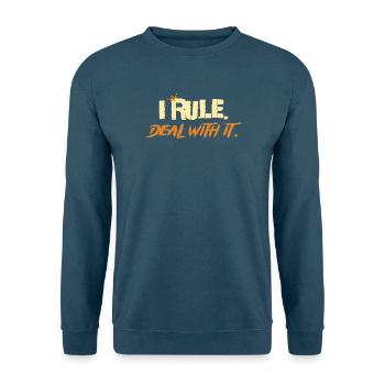I_rule_2 - Unisex Pullover - Meeresblau - Vorne - Alina (178cm) & Michal (187cm)