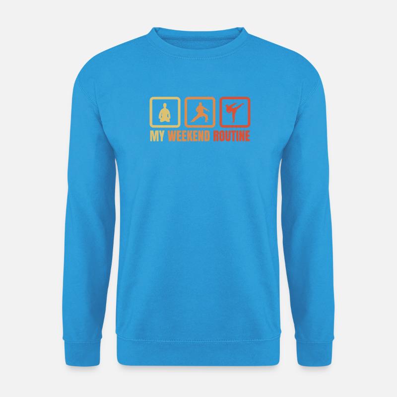 Karateka Wochenendroutine - Unisex Pullover - Meeresblau