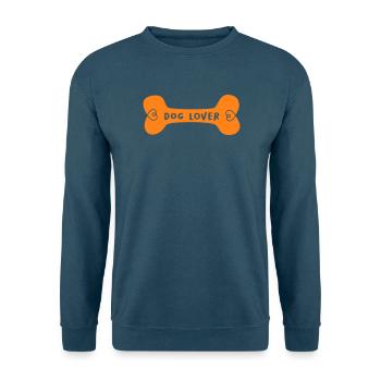 Amoureux des chiens, os de chien, ventilateur, amoureux des chiens, promenade de chien, - Sweat-shirt Unisexe - bleu mer - Devant - Alina (178cm) & Michal (187cm)