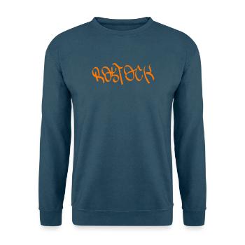Rostock Graffiti Orange - Unisex Pullover - Meeresblau - Vorne - Alina (178cm) & Michal (187cm)
