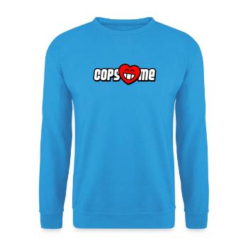 Cops love me (Farben änderbar) - Unisex Pullover - Meeresblau - Vorne - Alina (178cm) & Michal (187cm)