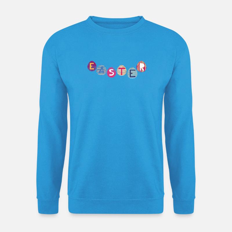 Osterbuchstaben auf bunten Eiern - Unisex Pullover - Meeresblau