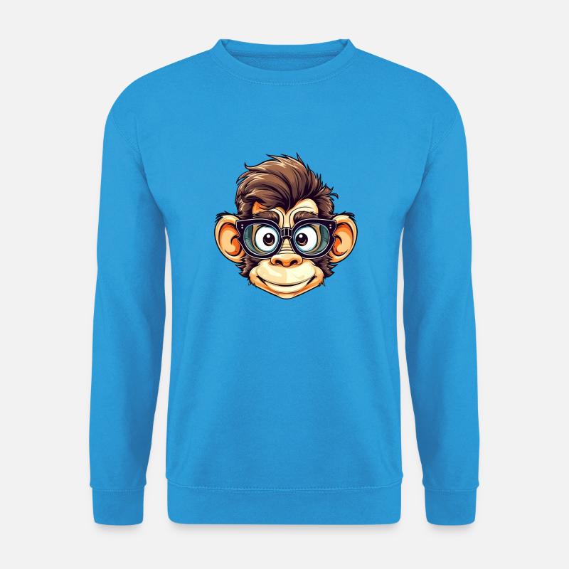 Nerdy chimpanzee with nerd glasses - Unisex Sweatshirt - sea blue
