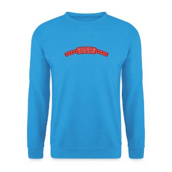 2026 Outline - Unisex Pullover - Meeresblau - Vorne - Alina (178cm) & Michal (187cm)