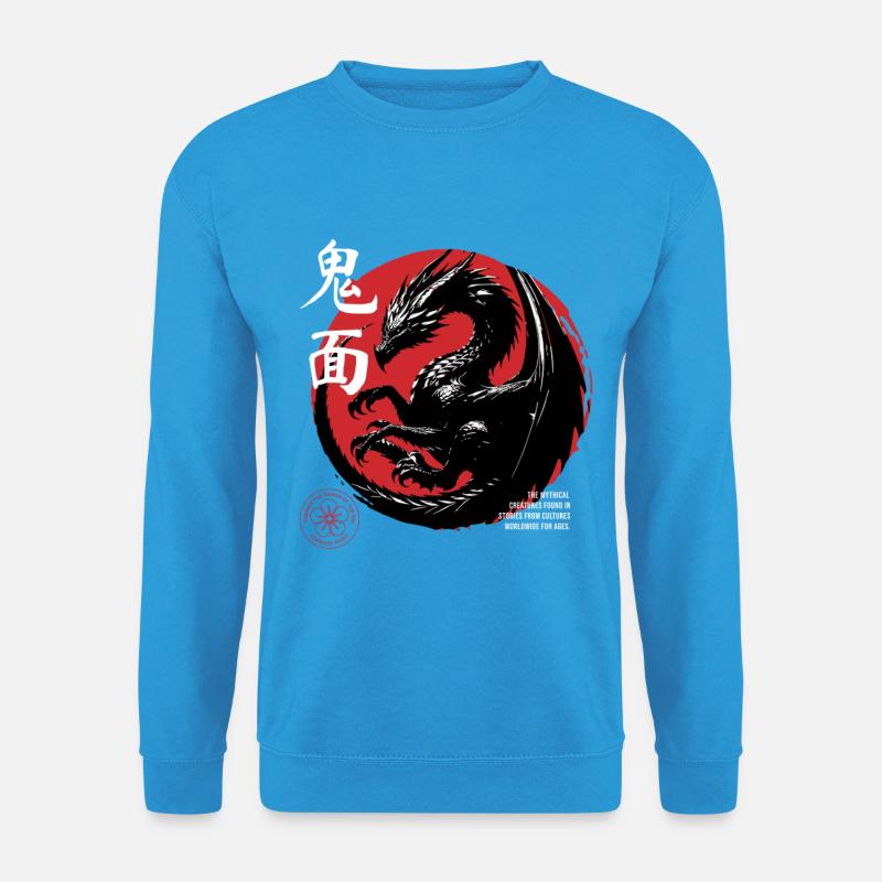 Schwarzer Drache im roten Zen Kreis - Unisex Pullover - Meeresblau