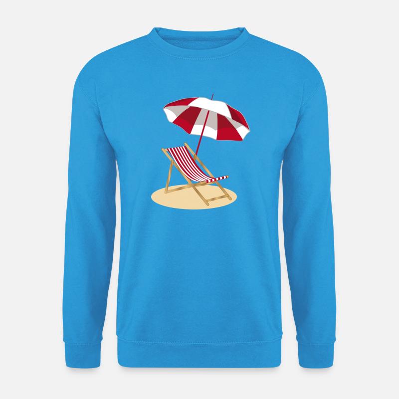 Liegestuhl am Strand und Sonnenschirm - Unisex Pullover - Meeresblau