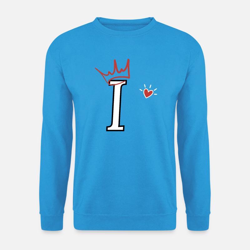 Buchstabe i Kronenherz - Unisex Pullover - Meeresblau