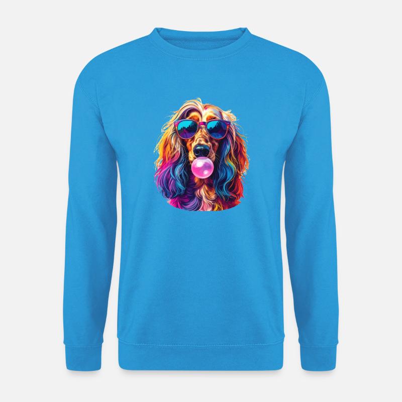 Pop-Art Afghanischer Windhund mit Bubblegum - Unisex Pullover - Meeresblau