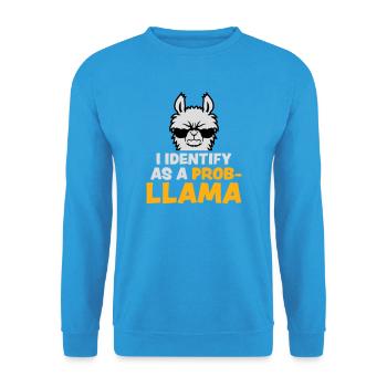 I Identify As A Probllama Cool Lama Problem Spruch - Unisex Sweatshirt - sea blue - Front - Alina (178cm) & Michal (187cm)