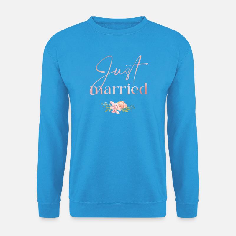 Gerade verheiratet Floral Rosée - Unisex Pullover - Meeresblau