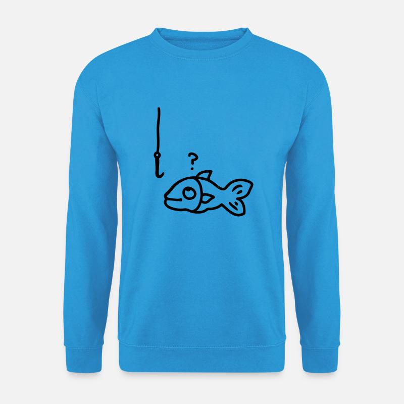 Fisch Angelhaken - line - Unisex Pullover - Meeresblau