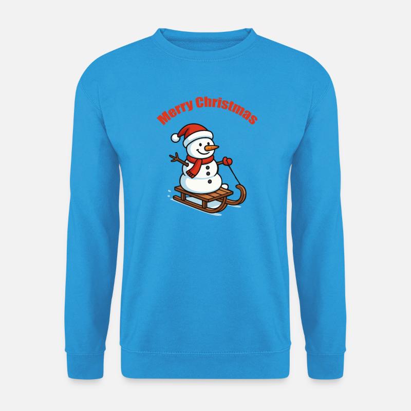 Schneemann Schlitten Winter - Unisex Pullover - Meeresblau