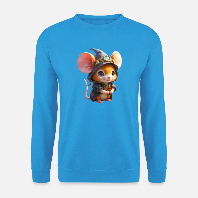 Blaue Steampunk-Zauberermaus - Unisex Pullover - Meeresblau