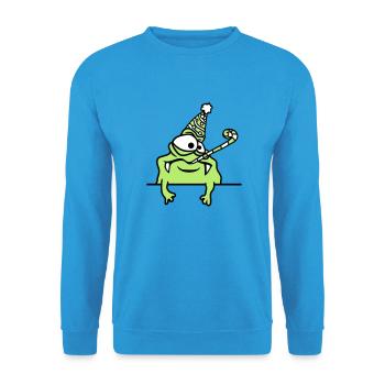 text rahmen schreiben mauer geburtstag alleine ein - Unisex Pullover - Meeresblau - Vorne - Alina (178cm) & Michal (187cm)