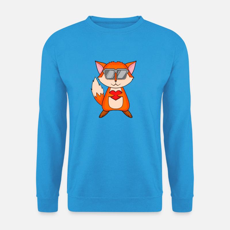 Fuchs mit Sonnenbrille und Herz - Unisex Pullover - Meeresblau