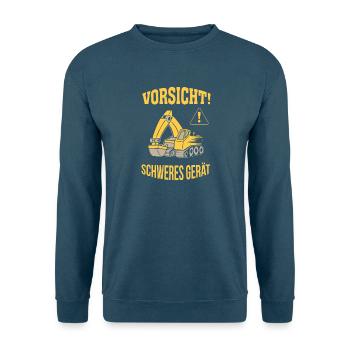 Bagger Baggerfahrer Baugeräteführer Schweres Gerät - Unisex Pullover - Meeresblau - Vorne - Alina (178cm) & Michal (187cm)