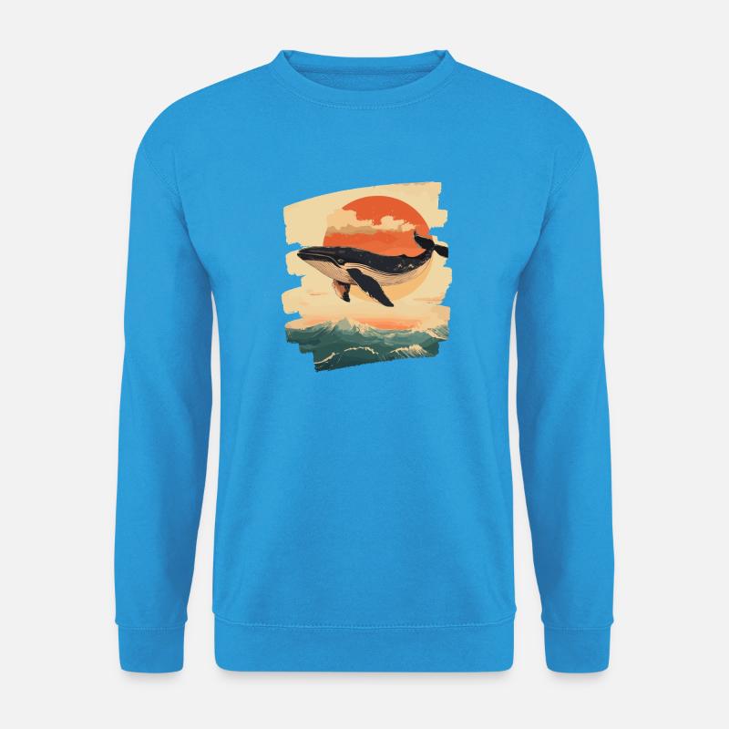 Wal Retro - Unisex Pullover - Meeresblau