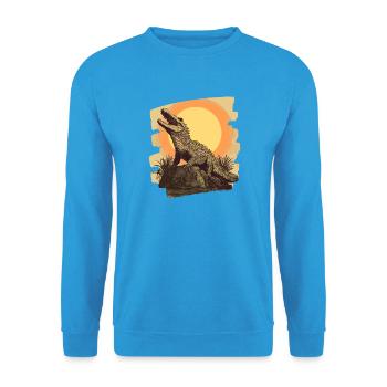 Crocodile Retro - Unisex Sweatshirt - sea blue - Front - Alina (178cm) & Michal (187cm)