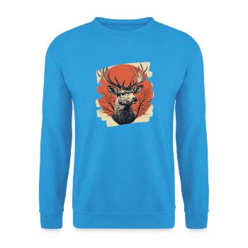 Cerf avec bois - Sweat-shirt Unisexe - bleu mer - Devant - Alina (178cm) & Michal (187cm)