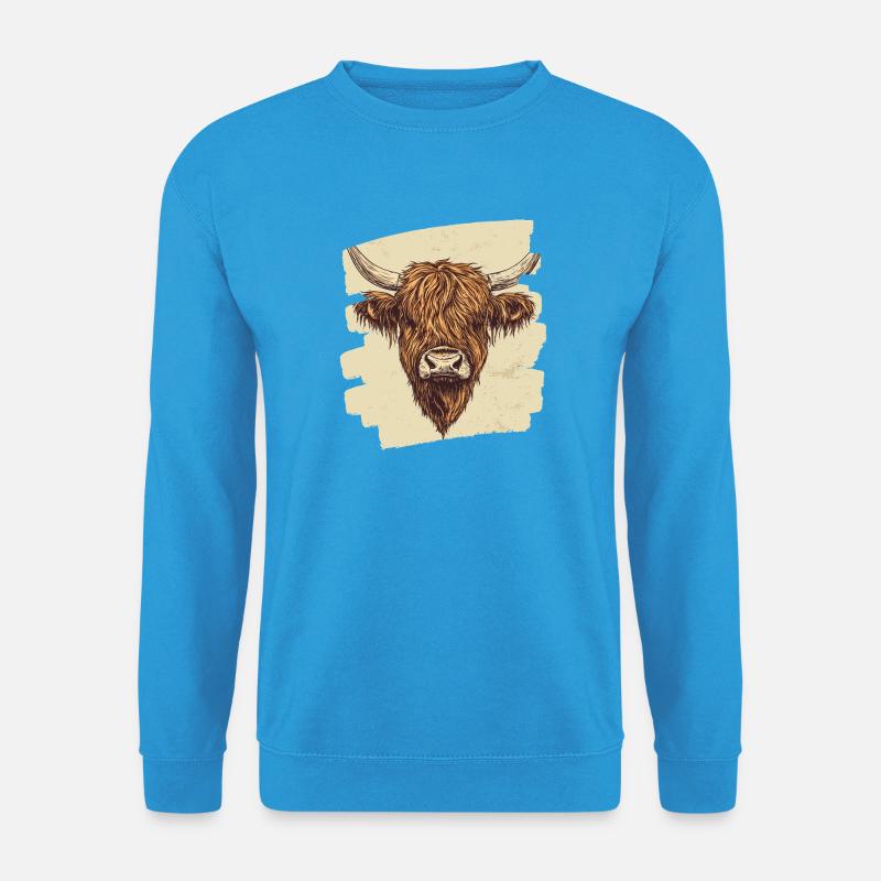 Schottisches Hochlandrind - Unisex Pullover - Meeresblau