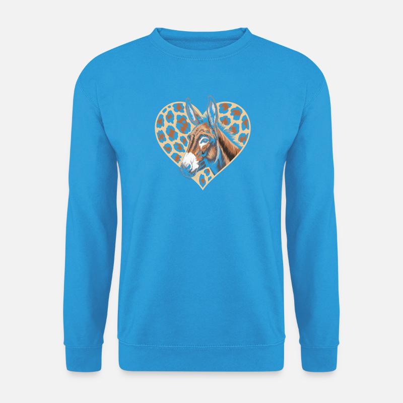 Esel mit Leopard-Herz - Unisex Pullover - Meeresblau