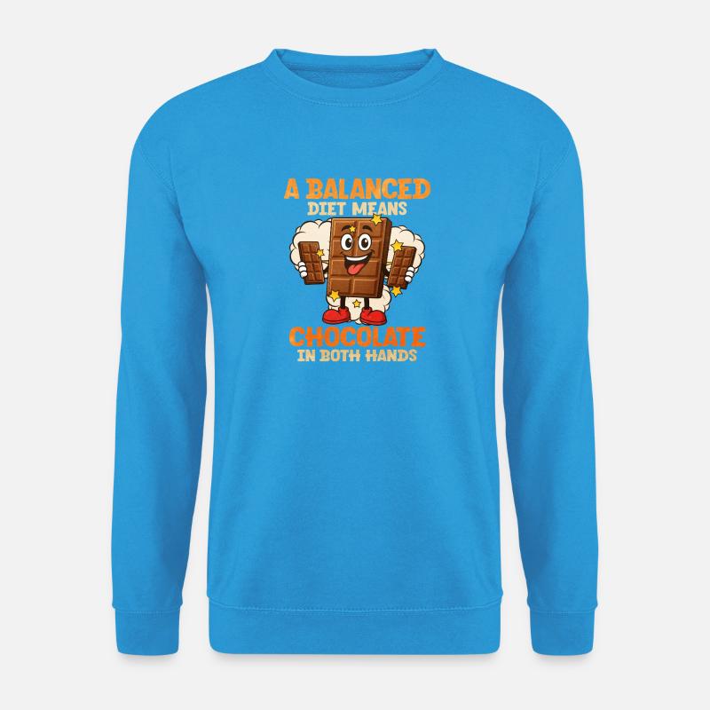 Balanced chocolate motif with comic character - Unisex Sweatshirt - sea blue