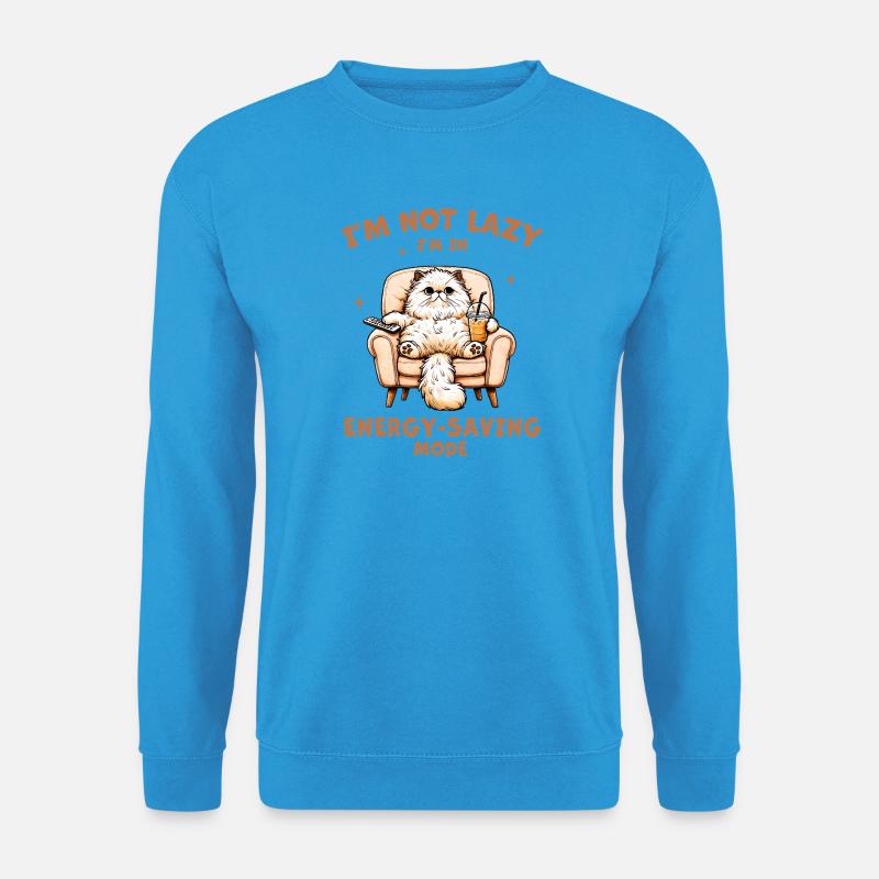 Faules Kätzchen spart Energie - Unisex Pullover - Meeresblau