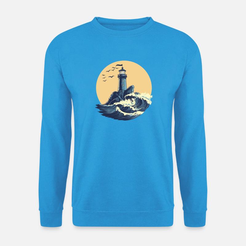 Leuchtturm auf stürmischer See - Unisex Pullover - Meeresblau