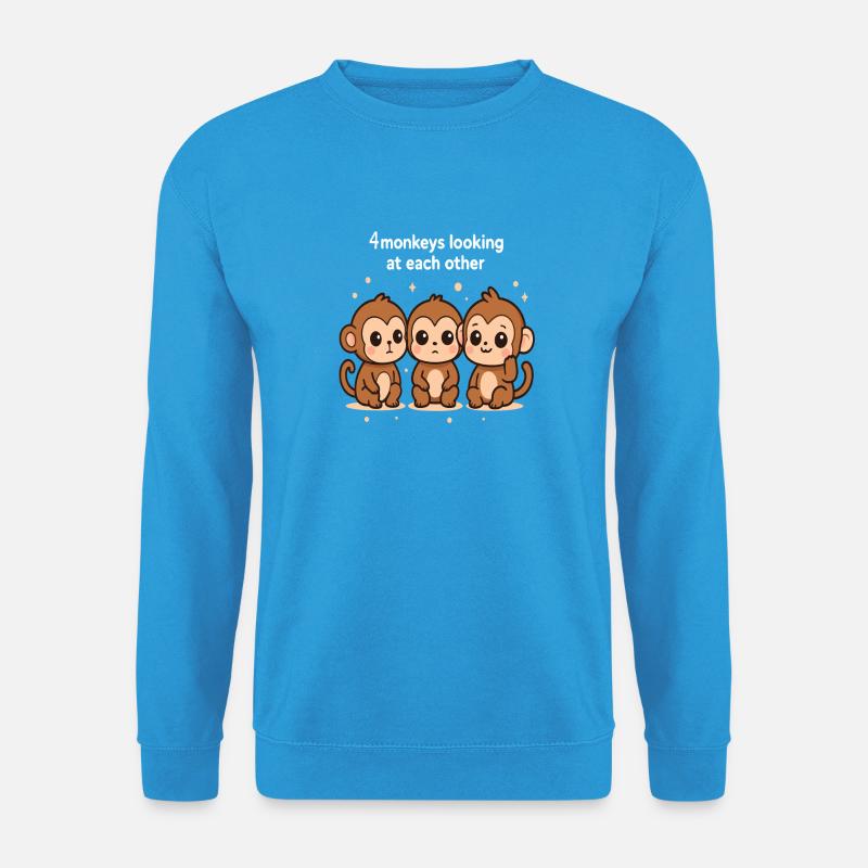 4 Affen schauen sich an - Unisex Pullover - Meeresblau