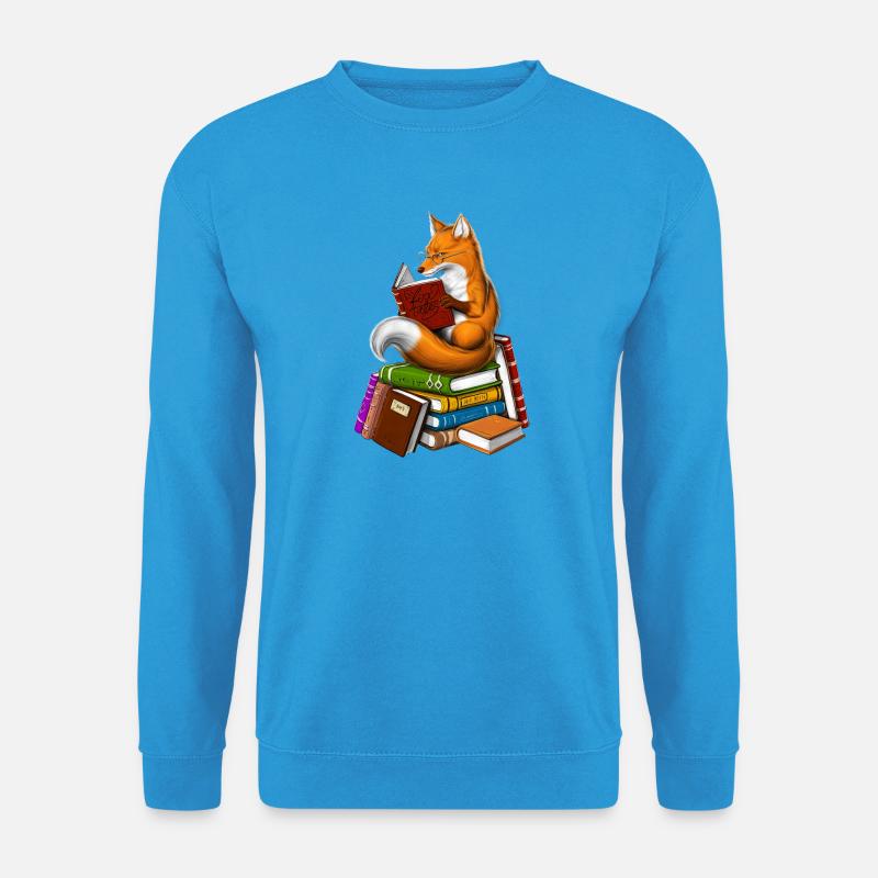 Fuchs liest ein Buch - Unisex Pullover - Meeresblau