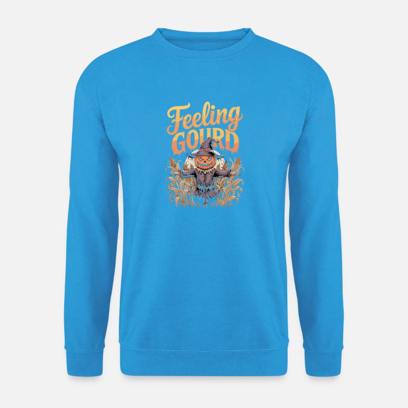 Feeling Gourd Halloween Kürbis Vogelscheuche - Unisex Pullover - Meeresblau