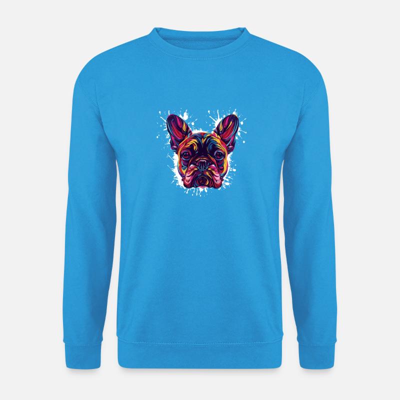 Farbexplosion Bulldogge Kopf - Unisex Pullover - Meeresblau