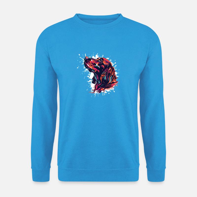 Bunter Hund Kopf Splatterkunst - Unisex Pullover - Meeresblau