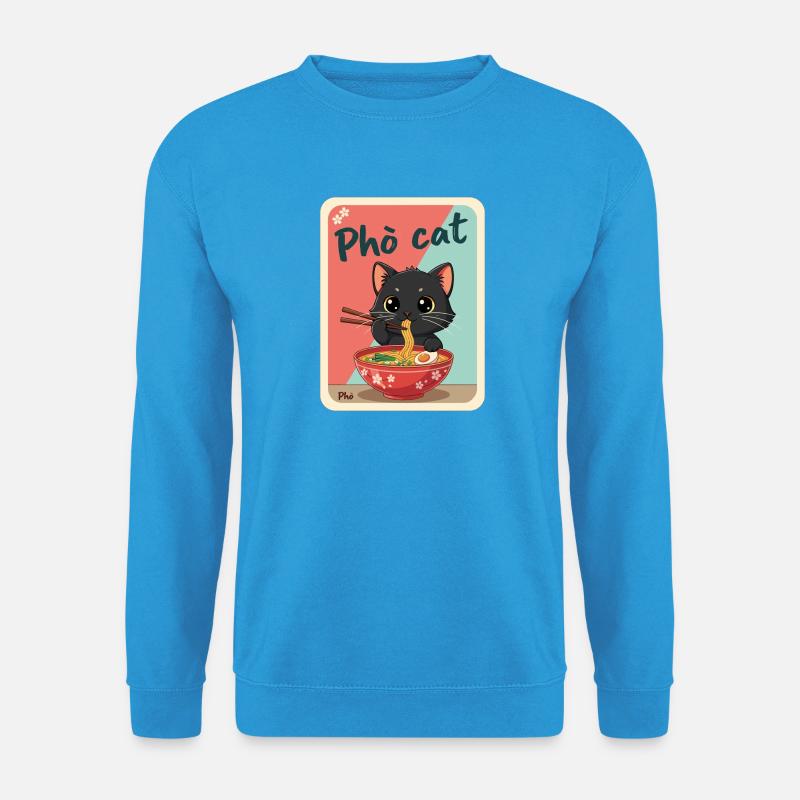 Pho Cat Ramen Katze Illustration - Unisex Pullover - Meeresblau