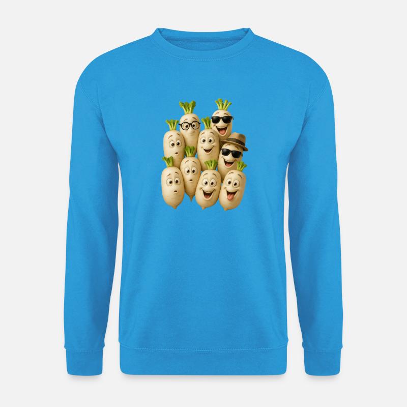 Fröhliche Rettich-Charaktere - Unisex Pullover - Meeresblau