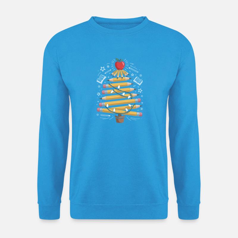 Buntstift Baum mit Lichterkette - Unisex Pullover - Meeresblau