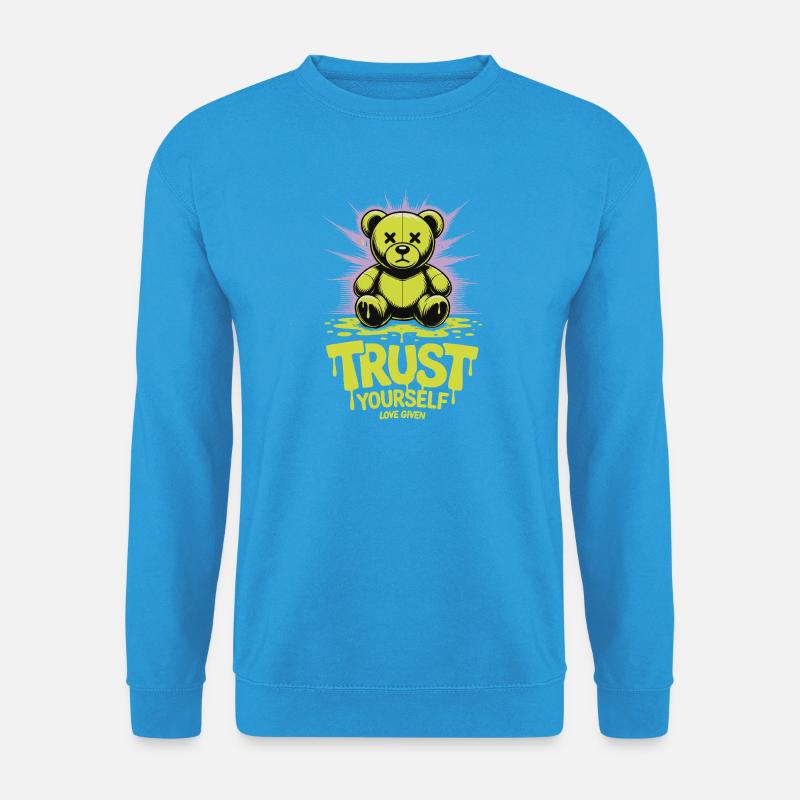 Trust Yourself - Neon Teddy Bär Bear - Unisex Pullover - Meeresblau