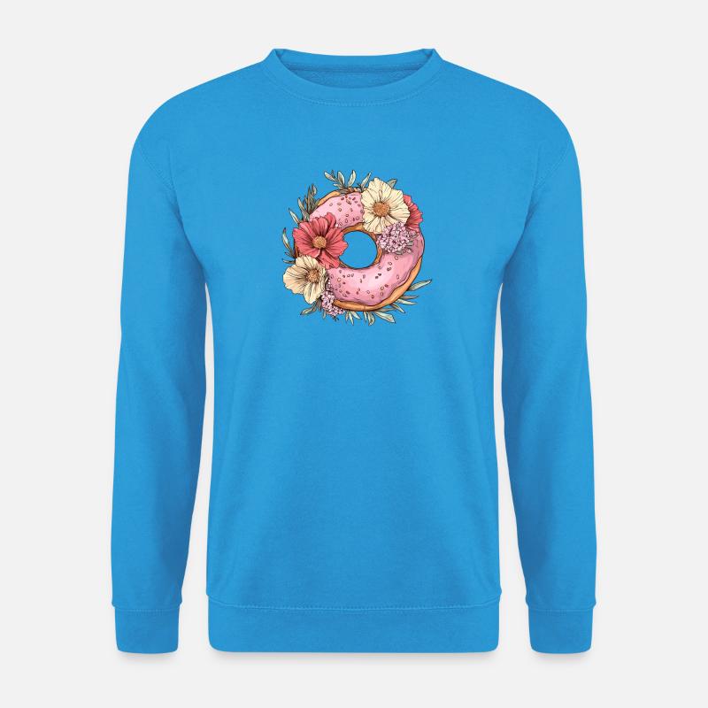 Rosafarbener Blüten-Donut - Unisex Pullover - Meeresblau