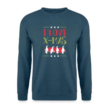 Ich Liebe Xmas Weihnachten - Unisex Pullover - Meeresblau - Vorne - Alina (178cm) & Michal (187cm)