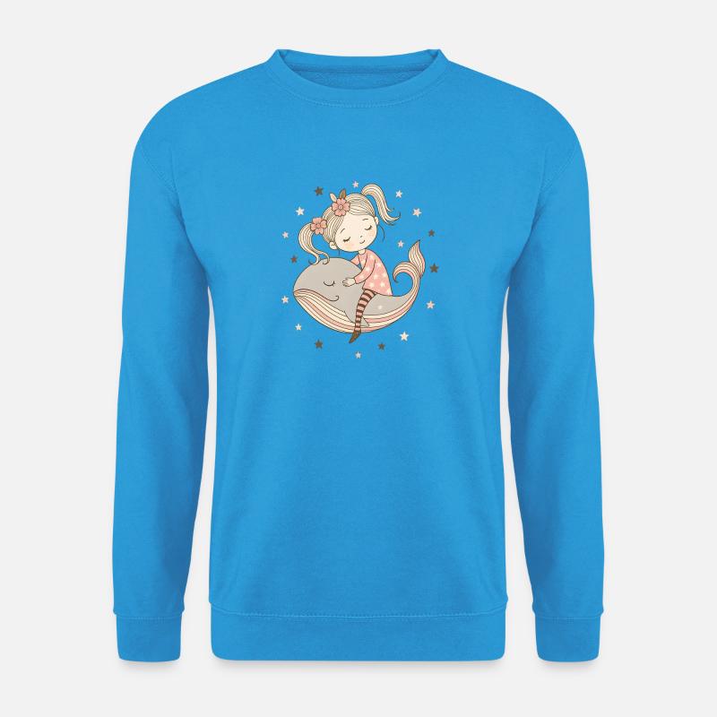 Traumhaftes Mädchen reitet auf Wal - Unisex Pullover - Meeresblau