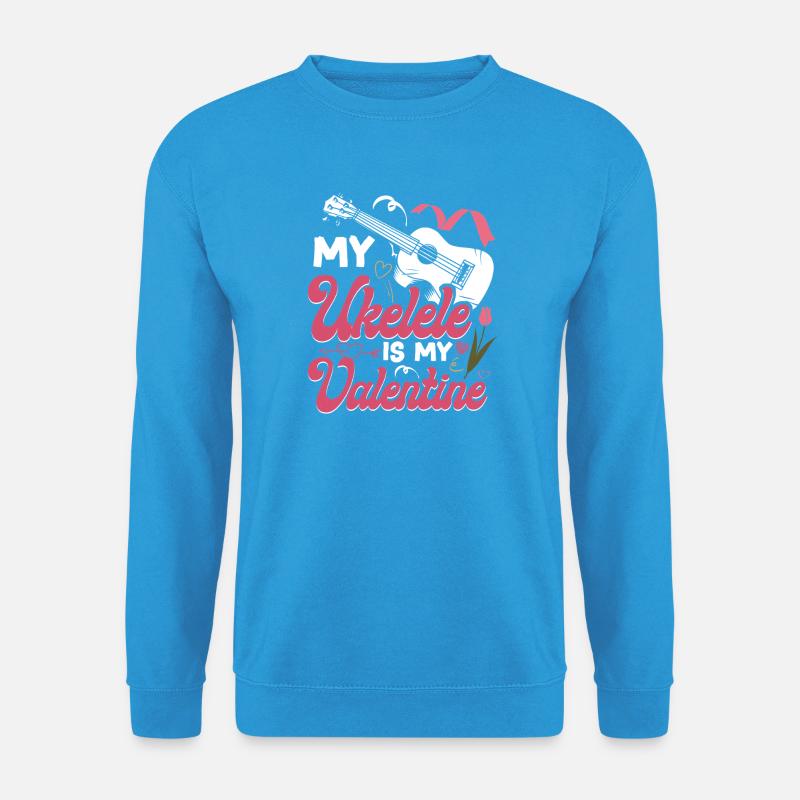 Hawaiian Ukulele Uke Valentines - Unisex Pullover - Meeresblau