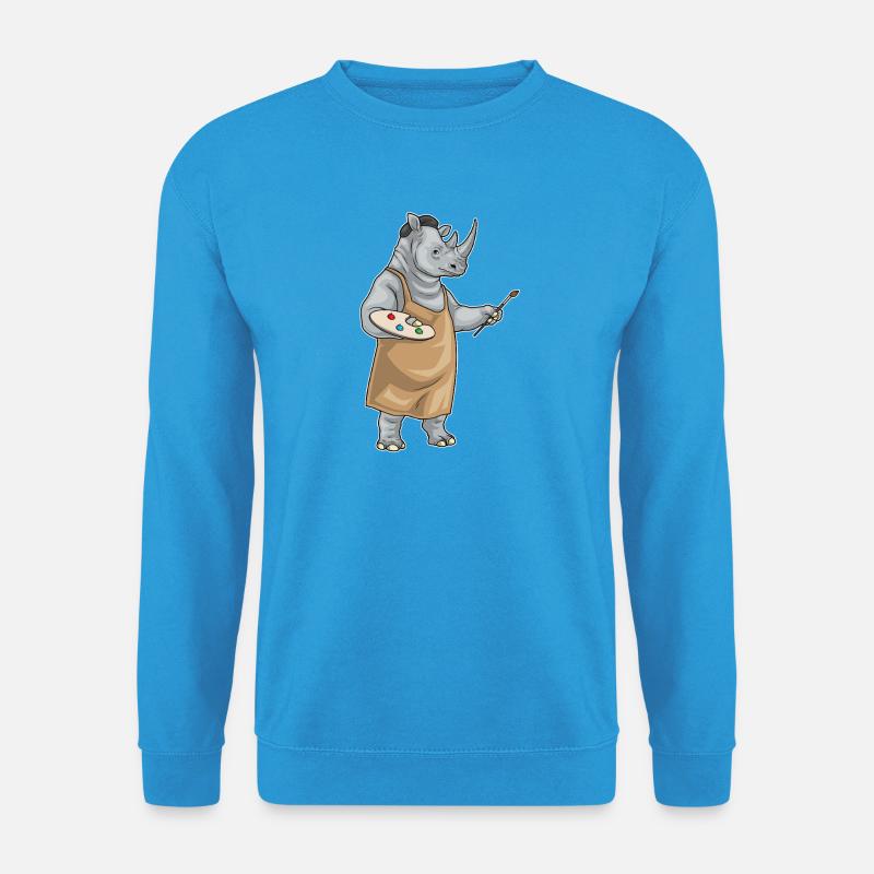 Nashorn Maler Pinsel Malen - Unisex Pullover - Meeresblau