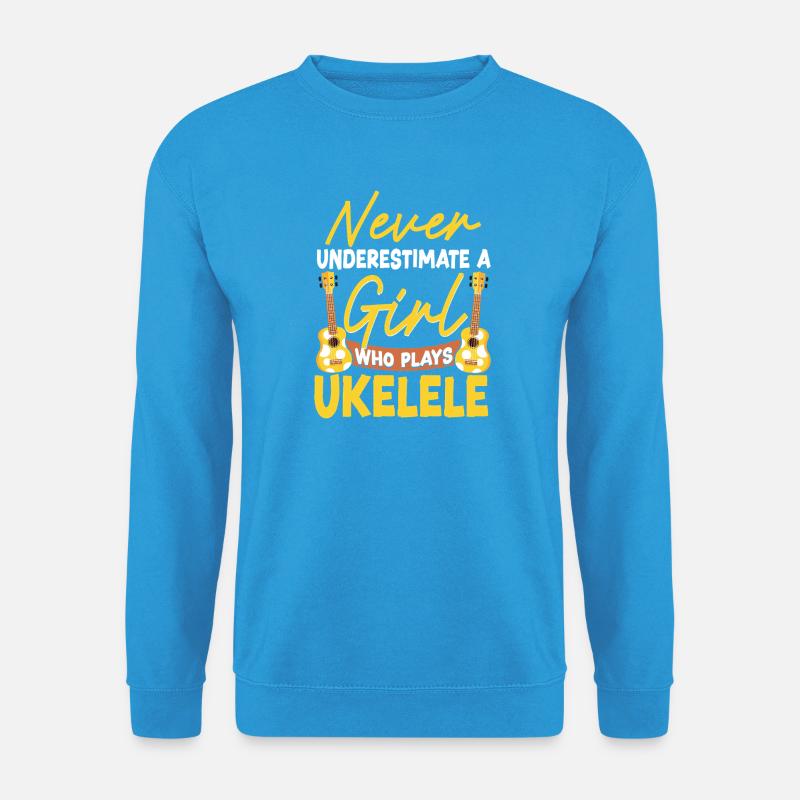 Hawaiian Ukulele Uke Girl Never - Unisex Pullover - Meeresblau
