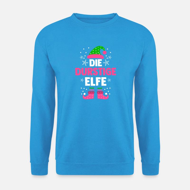 Weihnachten Die Durstige Elfe - Unisex Pullover - Meeresblau